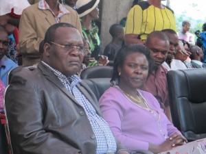 Nyatike MP Edick Anyanga and his wife Anne Omodho at Pefa Cathedral last Sunday during a funds drive