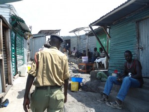 A Kenyan police officer patrolling Migingo Island