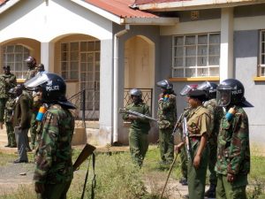 Anti-Riot police officers at Migori county IEBC offices 